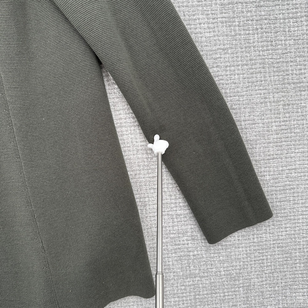 Eileen Fisher Olive Green Open-Front Knit Cardigan - Picture 8 of 9